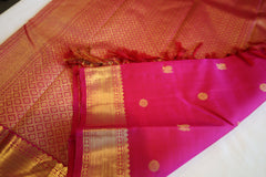 Blush Pink Kanjivaram Saree with Golden Zari Border