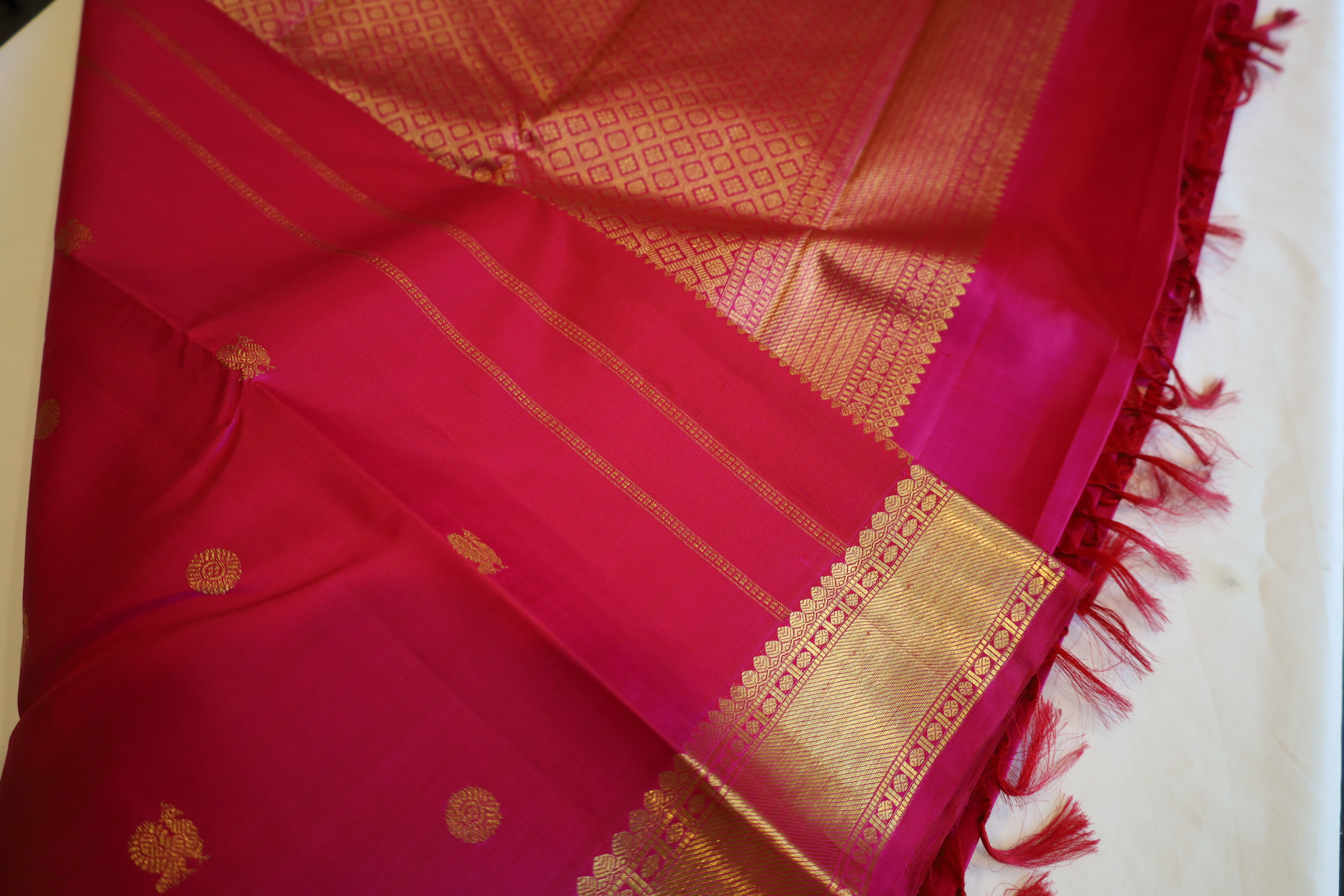 Blush Pink Kanjivaram Saree with Golden Zari Border