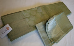Pistachio Green Kanjivaram Saree with Silver Zari Border