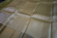 Pistachio Green Kanjivaram Saree with Silver Zari Border