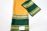 Pure Mysore Silk yellow color Saree With Green Gap Border - Silk Mark Certified