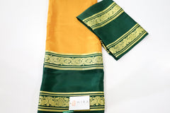 Pure Mysore Silk yellow color Saree With Green Border - Silk Mark Certified