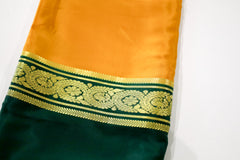 Pure Mysore Silk yellow color Saree With Green Border - Silk Mark Certified