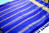 Pure Mysore Silk Teal color Saree With Royal blue Border - Silk Mark Certified
