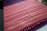 Pure Mysore Silk Purple color Saree With Pink Border - Silk Mark Certified