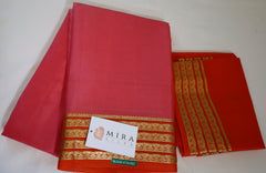 Pure Mysore Silk Pink color Saree With Orange border - Silk Mark Certified
