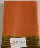 Pure Mysore Silk Peach Orange color Saree With Mosss Green border - Silk Mark Certified