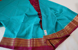 Pure Mysore Silk Turquoise Blue color Saree With Pink border - Silk Mark Certified
