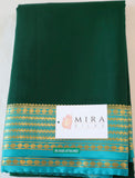 Pure Mysore Silk Green color Saree With Turquoise Blue border - Silk Mark Certified