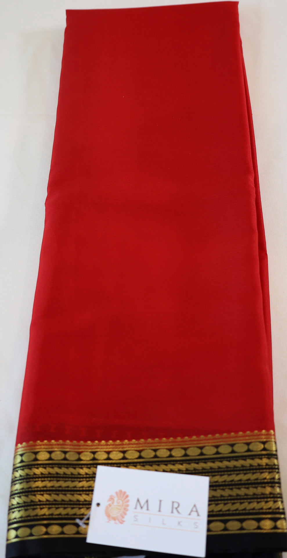 Pure Mysore Silk Red color Saree With  Black border - Silk Mark Certified