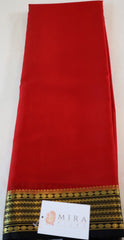 Pure Mysore Silk Red color Saree With  Black border - Silk Mark Certified