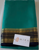 Pure Mysore Silk Sea Green color Saree With  Navy Blue border - Silk Mark Certified