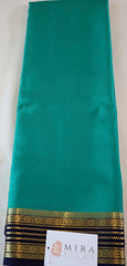 Pure Mysore Silk Sea Green color Saree With  Navy Blue border - Silk Mark Certified