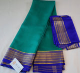 Pure Mysore Silk Sea Green color Saree With Royal Blue border - Silk Mark Certified