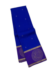 Cobalt Blue Kanjivaram Saree with Peacock Border and Indigo Pallu