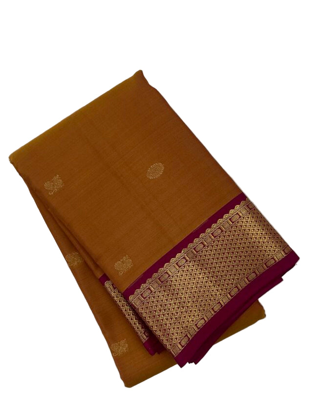 Mustard yellow Saree with red border & Pallu