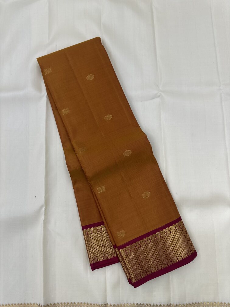 Mustard yellow Saree with red border & Pallu