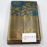 Featured Peacock Blue Tissue - semi Kanjivaram wedding sari