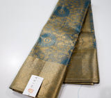 Featured Peacock Blue Tissue - semi Kanjivaram wedding sari