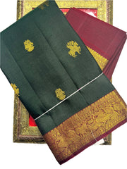 Forest Green Kanjivaram Saree with Maroon Border