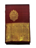 Maroon Kanjivaram Saree with Gold Border - MIRASILKS Maroon Kanjivaram Saree with Gold Border 