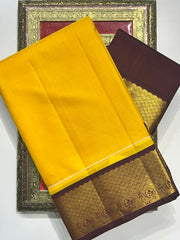 Yellow Kanjivaram Saree with Deep Red Border