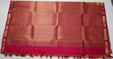 Orange Kanjivaram Saree with  Pink and Golden Zari Border