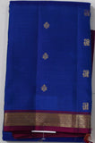 Royal Blue Kanjivaram Saree with  Purple and Golden Zari Border