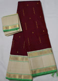 Maroon Kanjivaram Saree with Beige and Gold Border