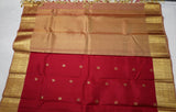 Red Kanjivaram Saree with  golden Zari Border