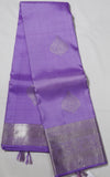 Lavender Kanjivaram Saree with Silver Zari Border