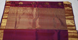 Wine Kanjivaram Saree with  golden Zari Border