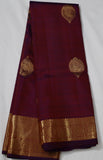 Wine Kanjivaram Saree with  golden Zari Border