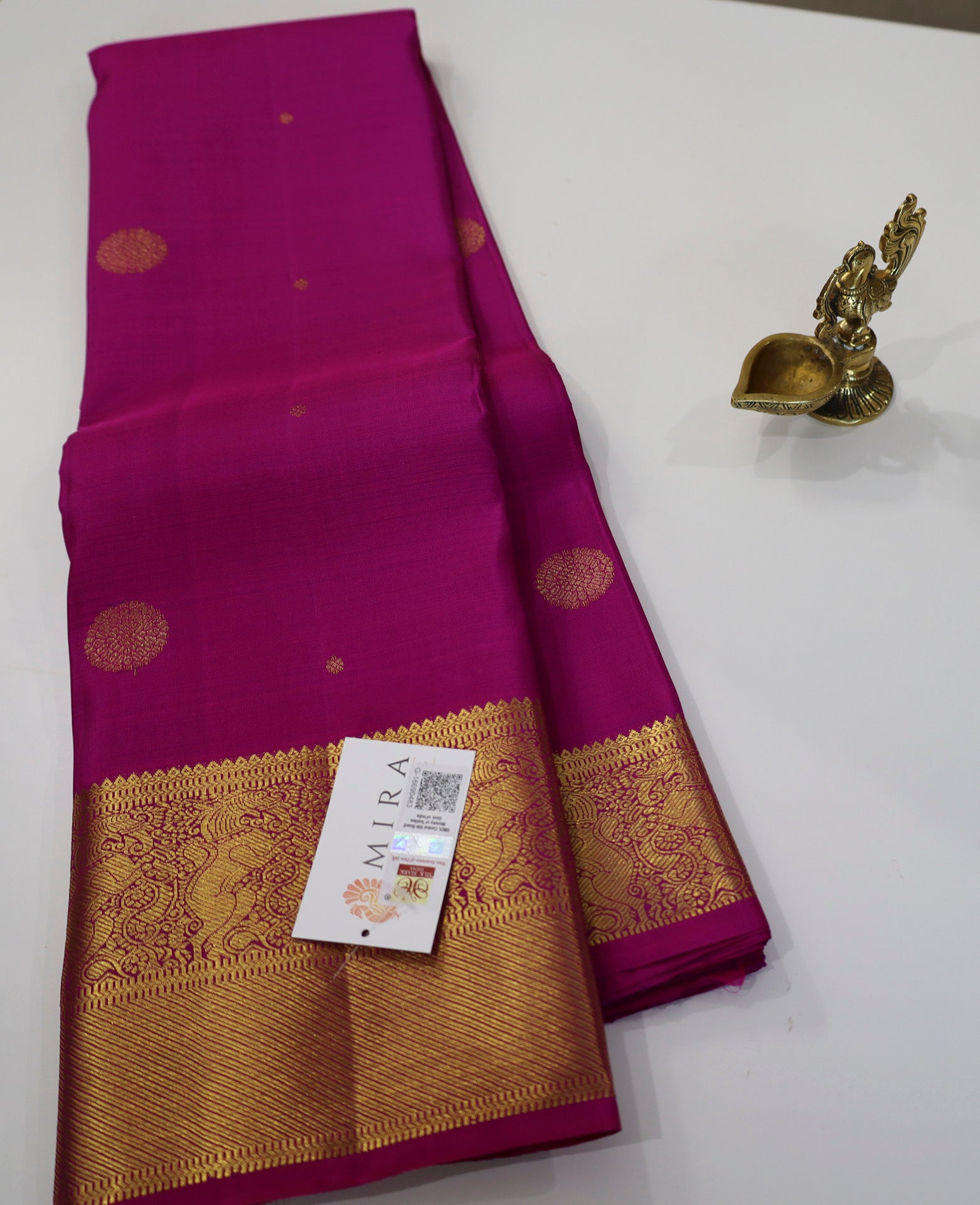 Blush Pink Kanjivaram Saree with Golden Zari Border