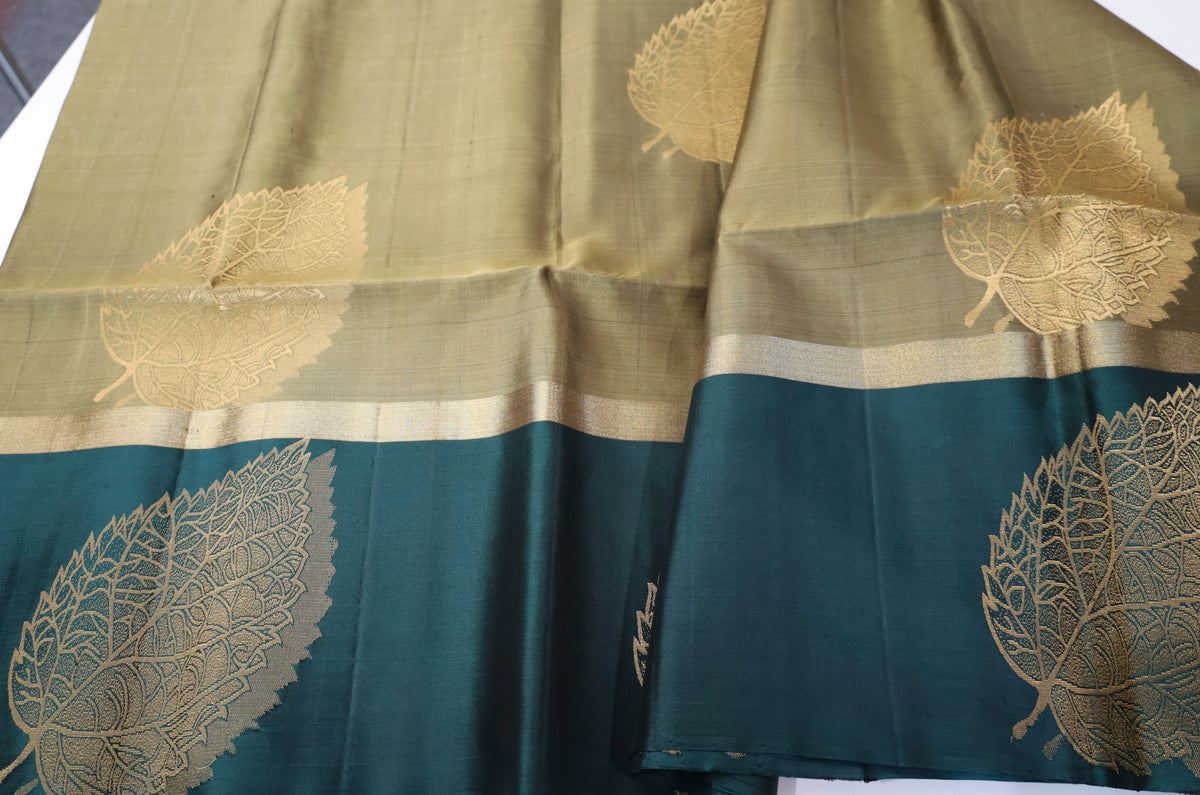Moss Green Silk Saree with Dark Green border