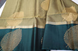 Moss Green Silk Saree with Dark Green border