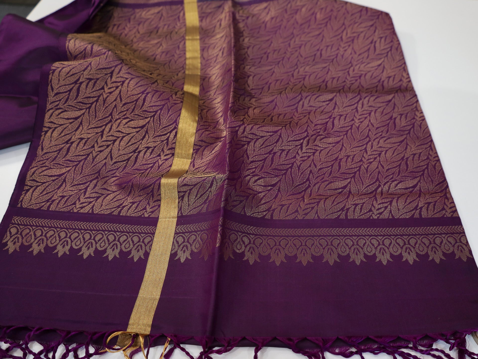 Turquoise blue color Soft Silk Saree with purple border