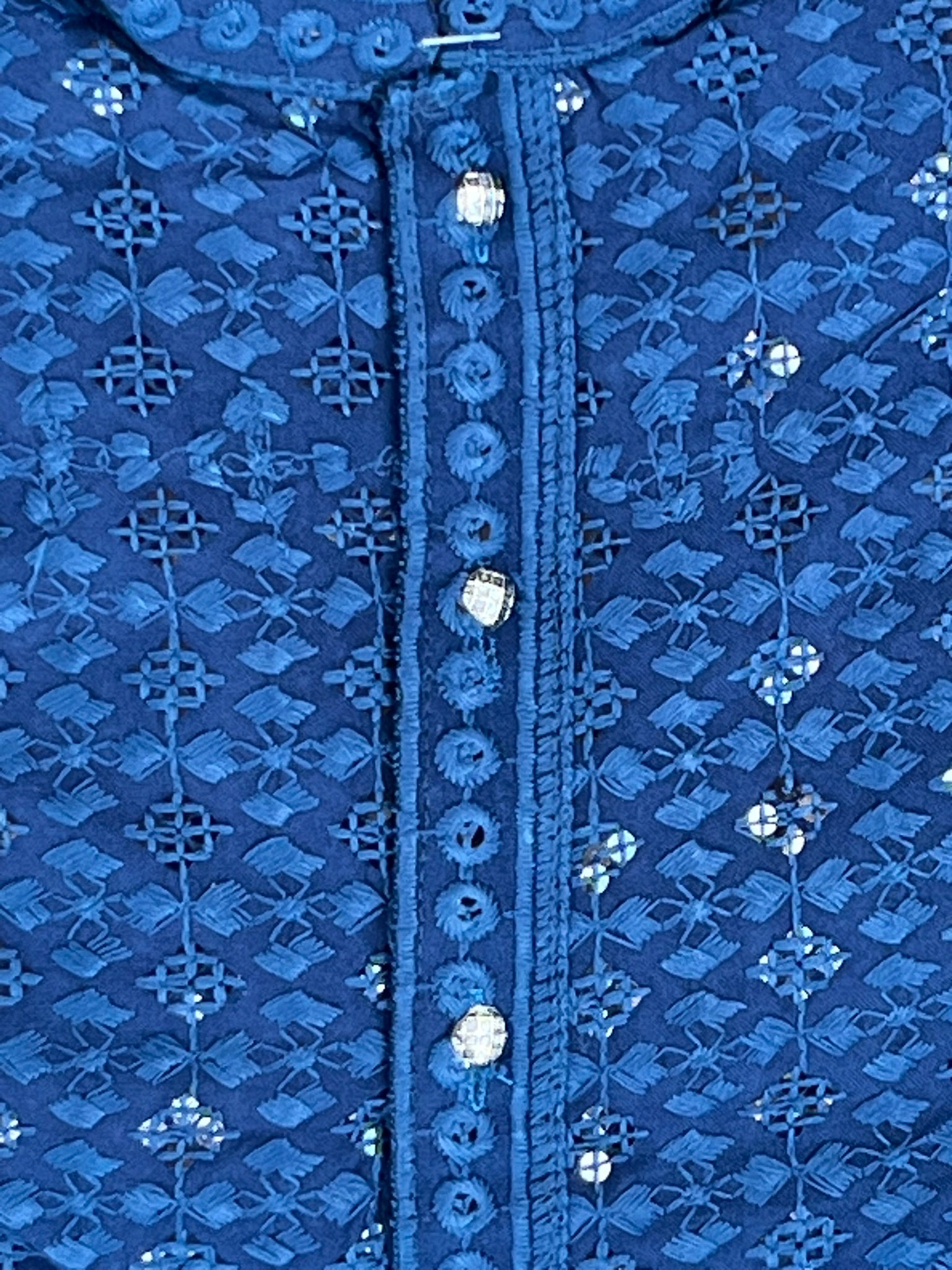 Lucknowi Chikankari kurta-blue