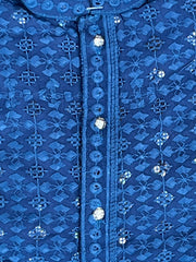 Lucknowi Chikankari kurta-blue