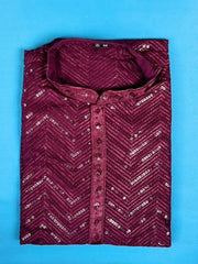 Lucknowi  Resham sequins -Red