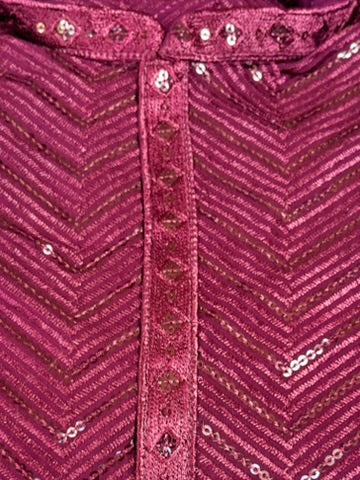 Lucknowi  Resham sequins -Red