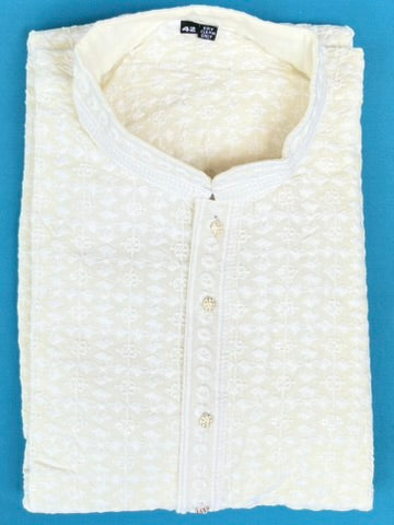 Lucknowi Chikankari kurta-white dhaga