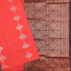 Bright Orange semi silk saree with Stitched blouse