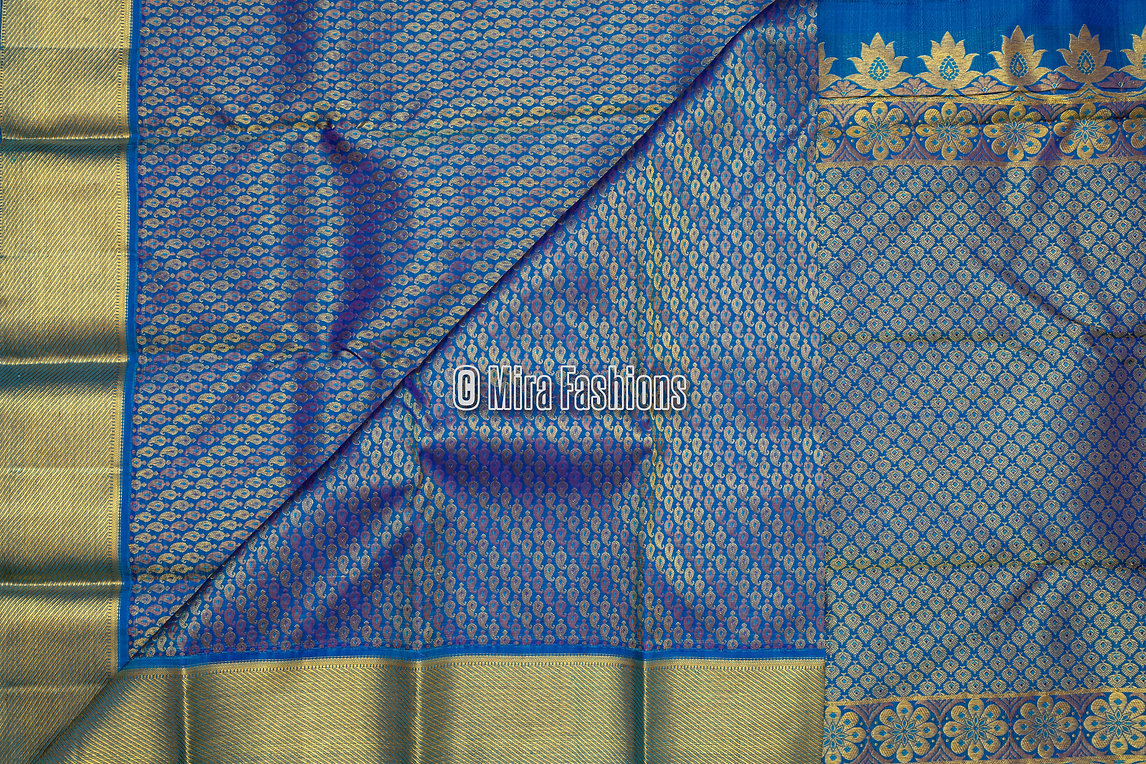 Imperial blue with gold tissue kanjivaram saree