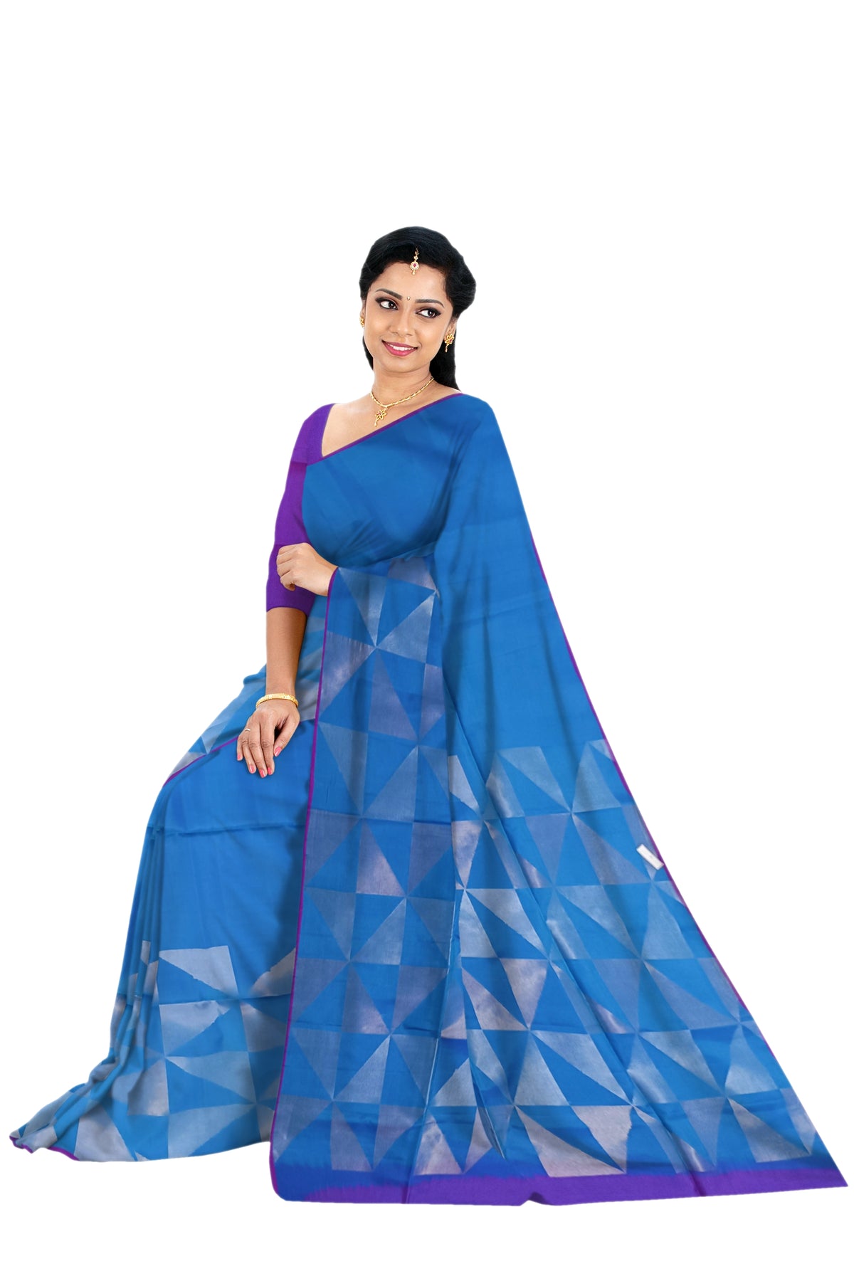 Ink Blue Soft Silk Saree With Silver Patterns