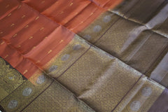 Light Coral Soft Silk Saree With Grey Pallu 2
