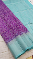 Light Eggplant Soft Silk Saree with Cloudy Blue Pallu