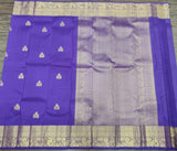 Light Indigo Kanjivaram Saree with Gold Zari Border