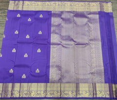 Light Indigo Kanjivaram Saree with Gold Zari Border