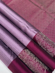 Light Lavender Sof Silk Saree with Rouge Pallu